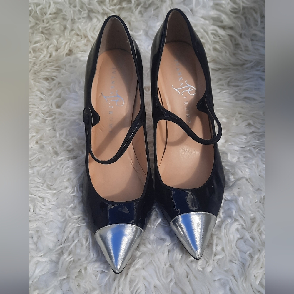Ivanka Trump Black & Silver Heels - Picture 2 of 14